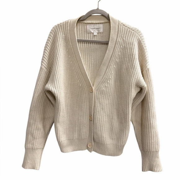NWOT TRADLANDS Shelter Cotton Cardigan in Birch Size Small - Picture 2 of 10